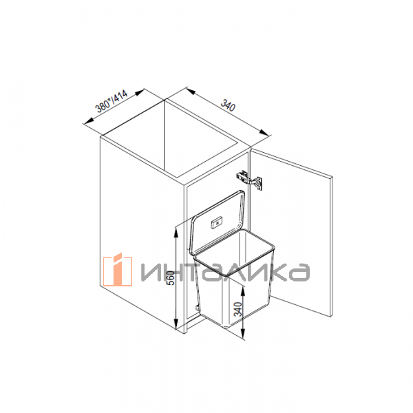 Система мусорных ведер Rejs Sesamo в корпус 450, ведро 1х16 л, пластик, серый – 2