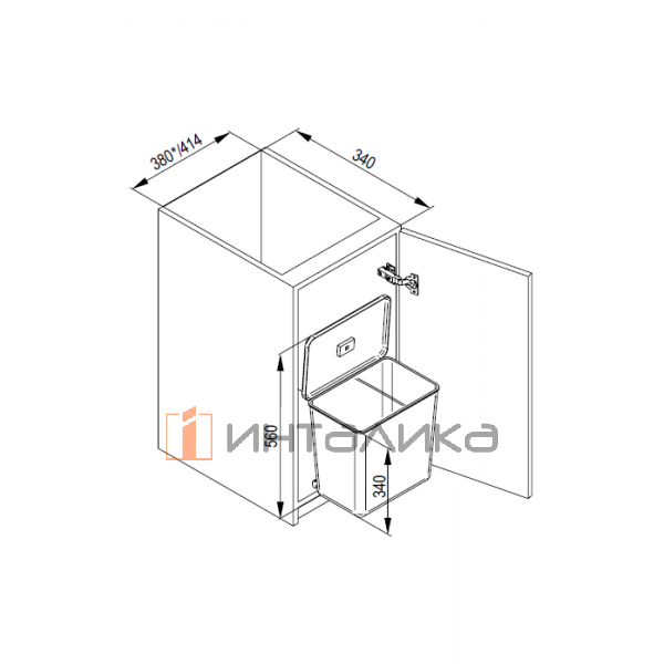 Система мусорных ведер Rejs Sesamo в корпус 450, ведра 2х8 л, пластик, серый – 2