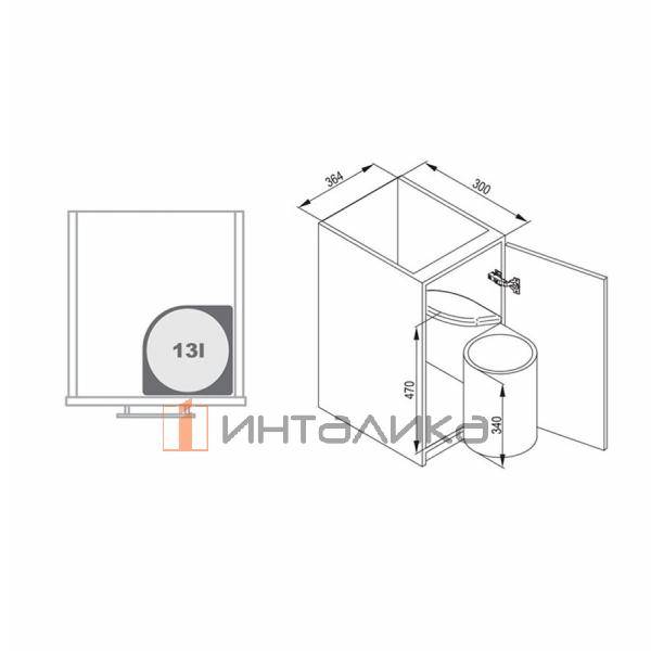 Мусорное ведро Rejs Automat 270 в корпус 450, ведро 1х13 л, пластик, белый – 3