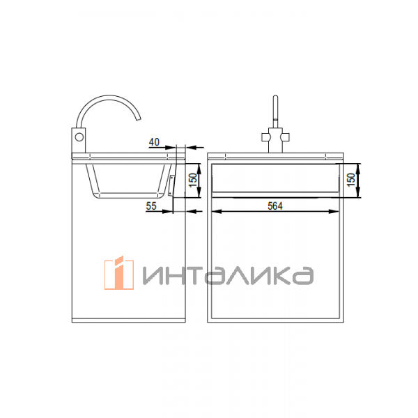 Полка под мойку для аксессуаров в корпус 600, металл, серый – 2