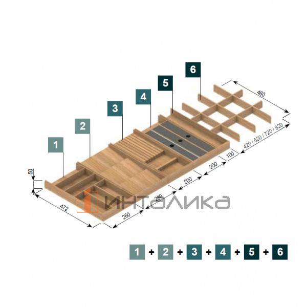 Деревянный лоток универсальный Rejs, 100х472х50, дуб – 3
