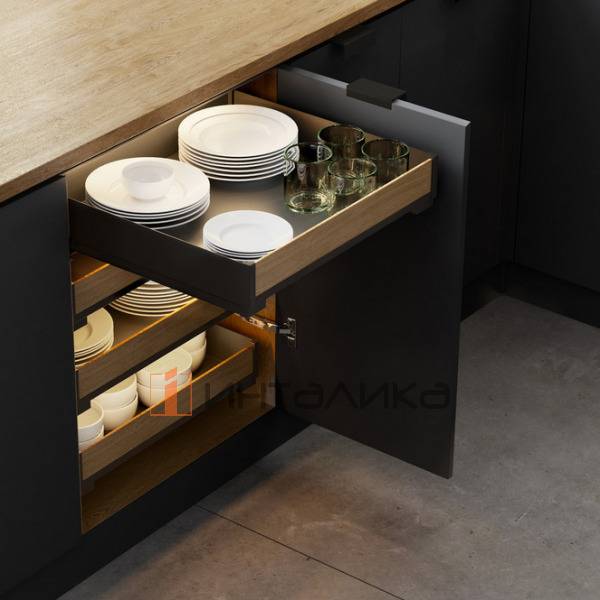 Внутренний ящик Rejs Maxima Puro в корпус 600, H80, NL480, G40, черный матовый/дуб – 4