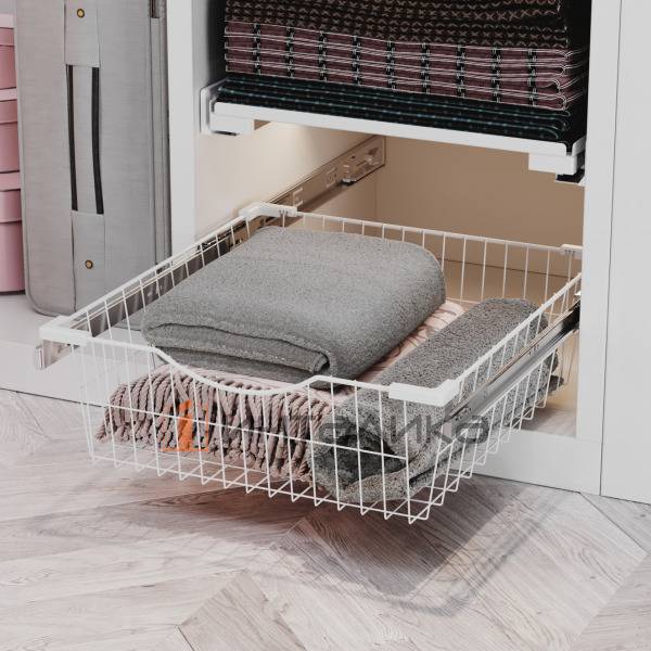 Выдвижная корзина для белья Rejs Simpla в корпус 500, 432-448х485х200, белый – 3