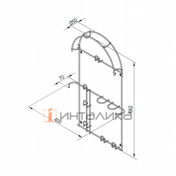 Большая вешалка для трубы пылесоса Rejs, оцинк – 2