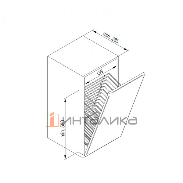 Металлическая корзина для белья Rejs для откидного фасада 300, 235х255х600, белый – 2