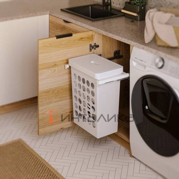 Корзина для белья с крышкой Rejs, 395х260х500, 33 л, пластик, белый – 3