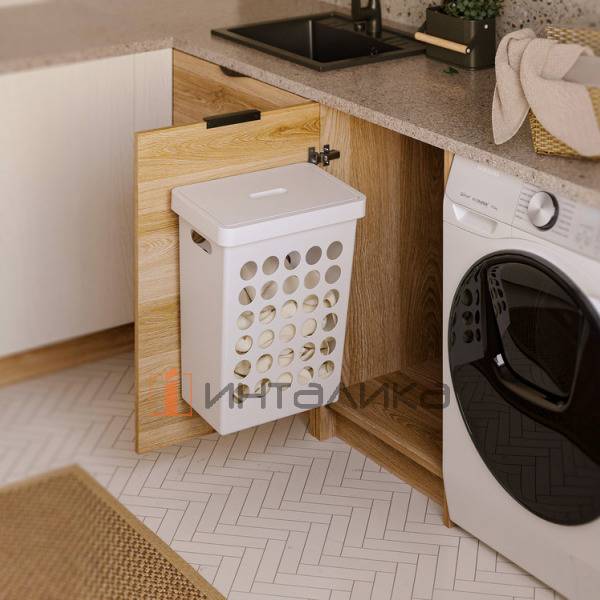 Корзина для белья с крышкой Rejs, 395х260х500, 33 л, пластик, белый – 4