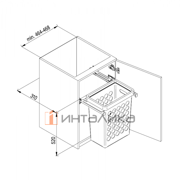 Рама с направляющими Rejs на распашной фасад 500, с доводчиком, L300, G10, белый – 2