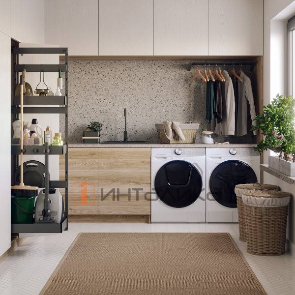 Стеллаж для хозяйственных принадлежностей Rejs House Master, полное выдвижение, L500, H1700, правый, графит – 4