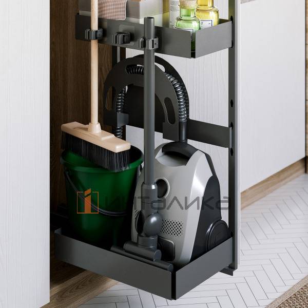 Стеллаж для хозяйственных принадлежностей Rejs House Master, полное выдвижение, L500, H1700, правый, графит – 5