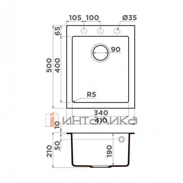 Мойка Omoikiri BOSEN 41 Tetogranit, 450, накладная, espresso – 4