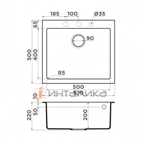 Мойка Omoikiri BOSEN 57 Tetogranit, 600, накладная, espresso – 3