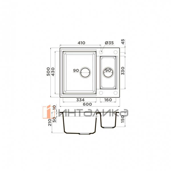 Мойка Omoikiri SAKAIME 60-2 Tetogranit, 600, накладная, темный шоколад – 2