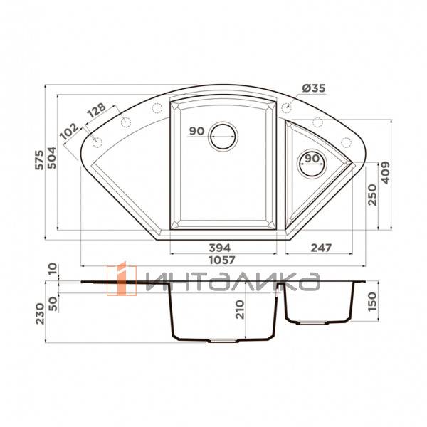 Мойка Omoikiri SAKAIME 105C Tetogranit, 900х900, накладная, leningrad grey – 2