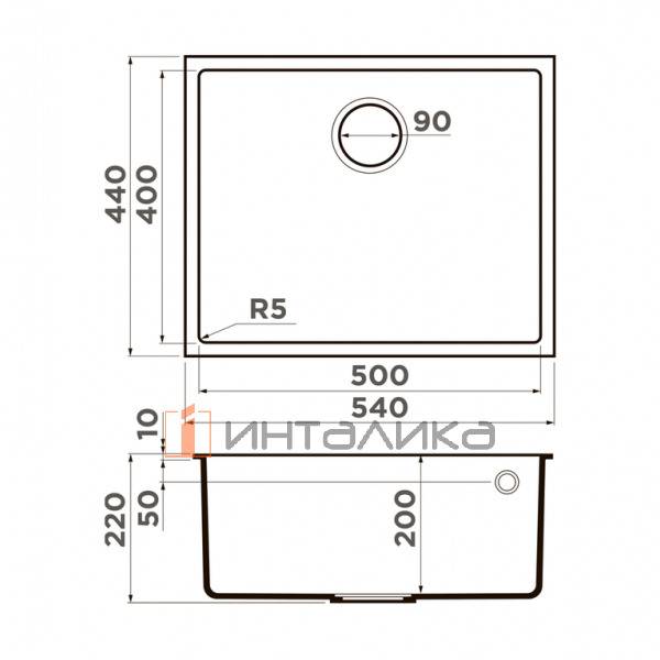 Мойка Omoikiri BOSEN 54-U Tetogranit, 600, под столешницу, espresso – 2