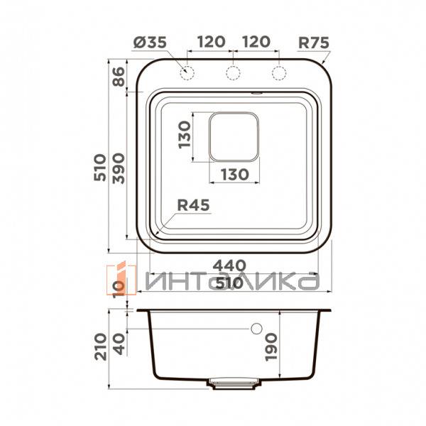 Мойка Omoikiri TASOGARE 51 Artgranit, 500, накладная, пастила – 2