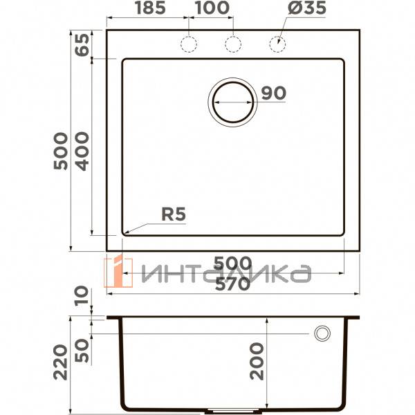 Мойка Omoikiri Bosen 57A Artceramic, 600, накладная, графит – 2