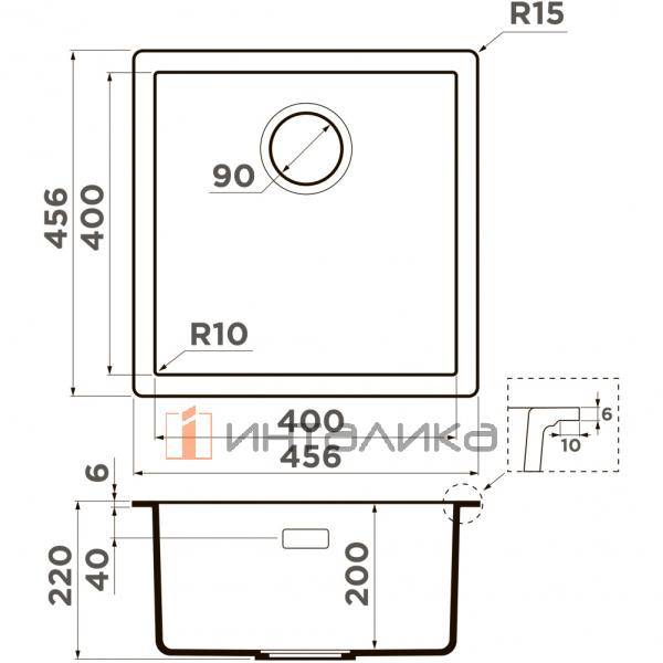 Мойка Omoikiri YAMAKAWA 45-Integra Artceramic, 450, в один уровень, графит – 2