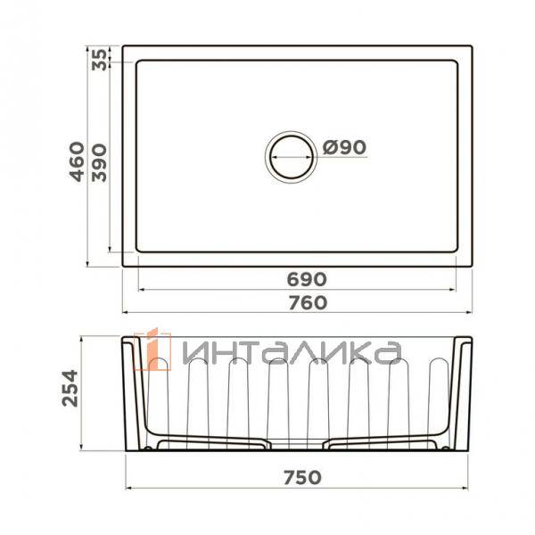 Мойка Omoikiri MIKURA 76-Tokio 2 Natceramic, 800, фронтальная, белый – 2