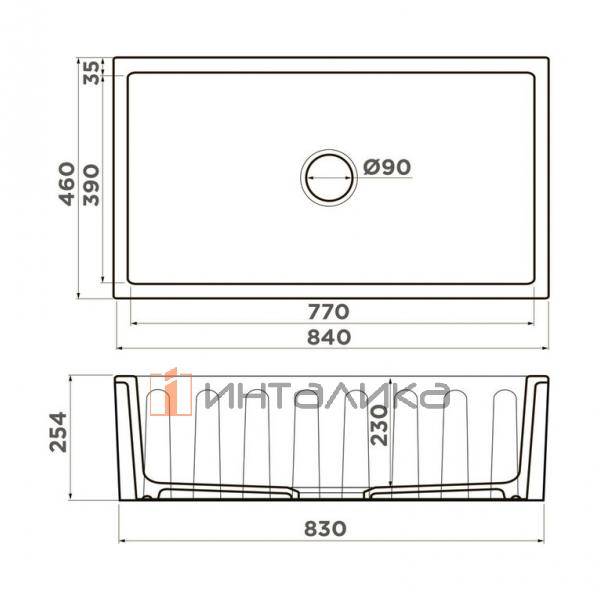 Мойка Omoikiri MIKURA 83 Natceramic, 900, фронтальная, белый – 2