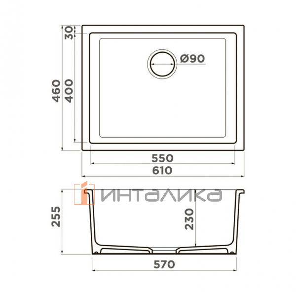 Мойка Omoikiri OKINOSHIMA 61-U/I Natceramic, 800, под столешницу, toscana глянец – 2