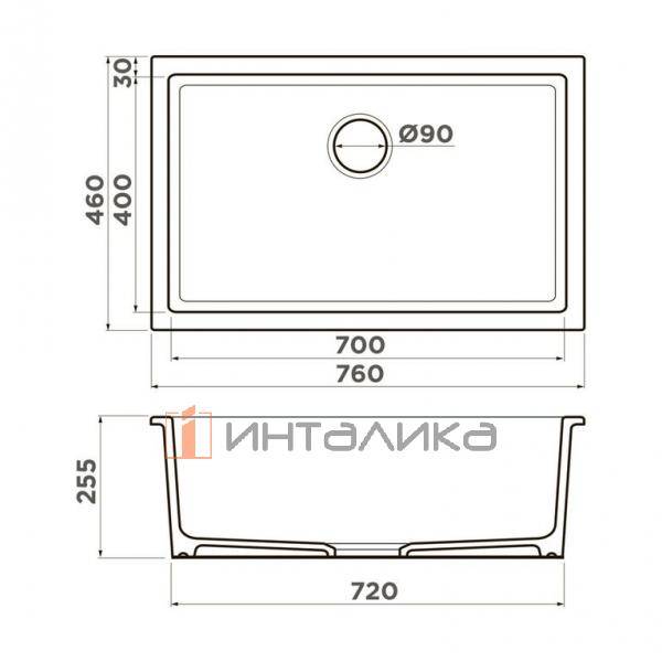 Мойка Omoikiri OKINOSHIMA 76-U/I Natceramic, 800, под столешницу, золото – 2