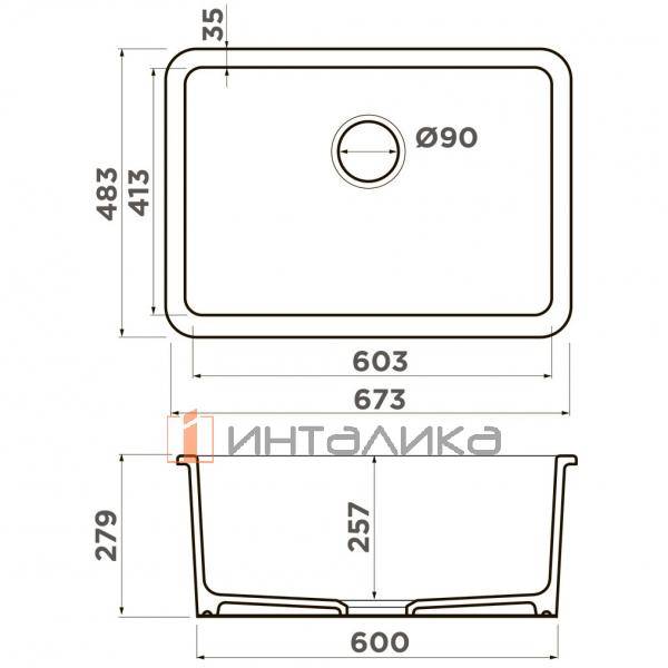 Мойка Omoikiri Torishima 67-U/I Natceramic, 800, под столешницу, белый – 2