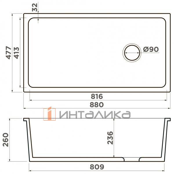 Мойка Omoikiri Tokara 88-U/I Natceramic, 900, под столешницу, белый – 2