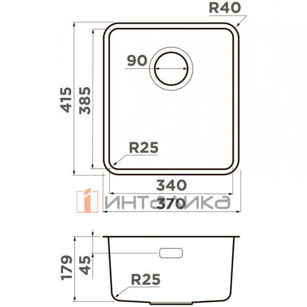 Мойка Omoikiri Omi 37-U/I Ultra нержавеющая сталь, 400, накладная, графит – 2