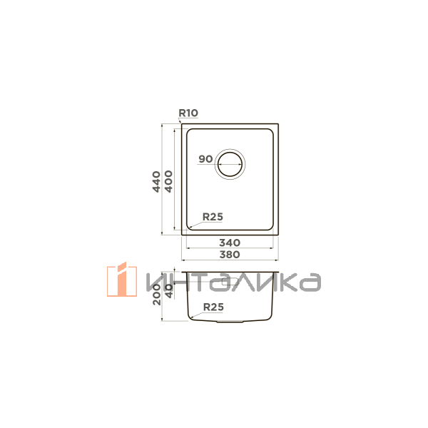 Мойка Omoikiri Tadzava 38-U нержавеющая сталь, 400, накладная, нержавеющая сталь – 2