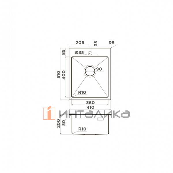 Мойка Omoikiri Akisame 41 нержавеющая сталь, 450, накладная, вороненая сталь – 2