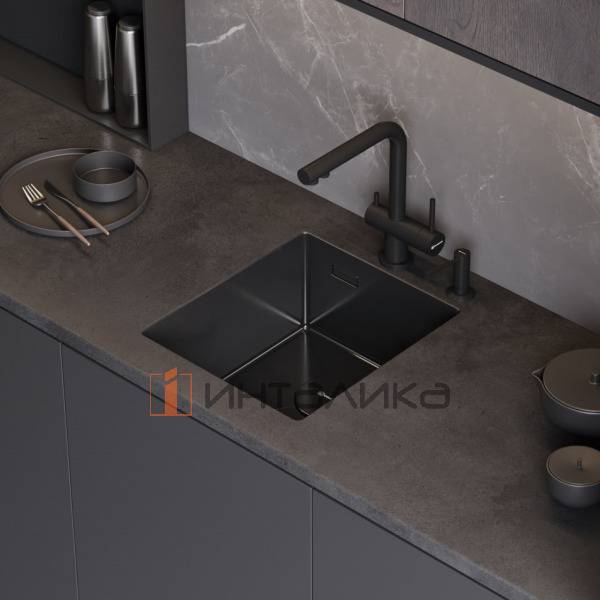 Мойка Omoikiri Akisame 41 нержавеющая сталь, 450, накладная, графит – 3
