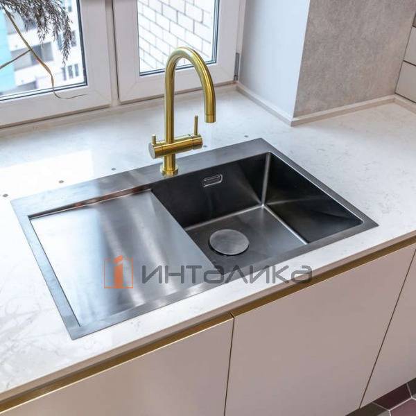 Мойка Omoikiri Akisame 78 L нержавеющая сталь, 450, накладная, вороненая сталь – 3