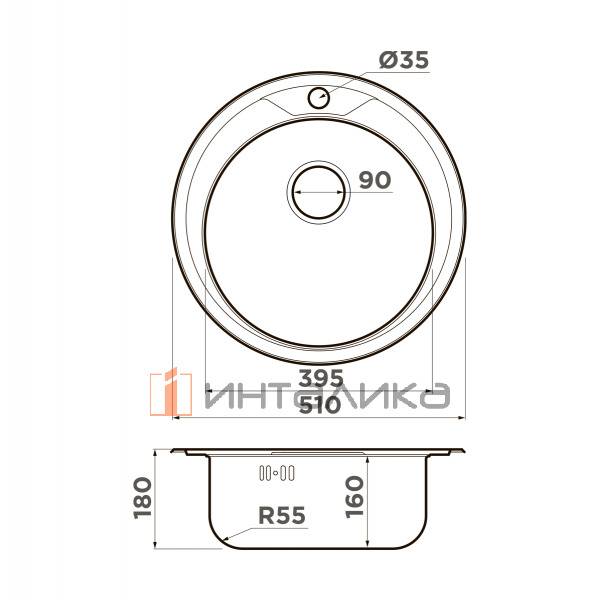 Мойка Omoikiri Asida 51 нержавеющая сталь, 450, накладная, нержавеющая сталь – 2