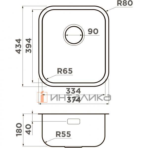 Мойка Omoikiri Omi 38-U/I нержавеющая сталь, 450, накладная, нержавеющая сталь – 2