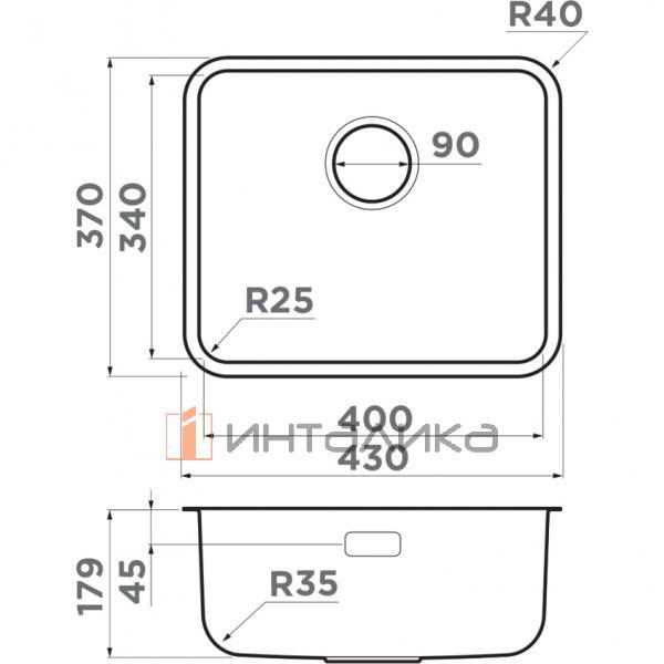 Мойка Omoikiri Omi 43-U/I Ultra Mini нержавеющая сталь, 450, накладная, светлое золото – 2