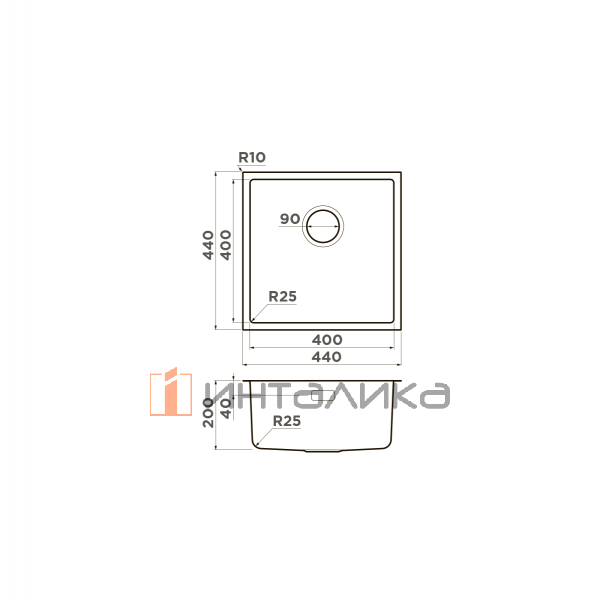Мойка Omoikiri Tadzava 44-U/I Quadro нержавеющая сталь, 450, накладная, нержавеющая сталь – 2