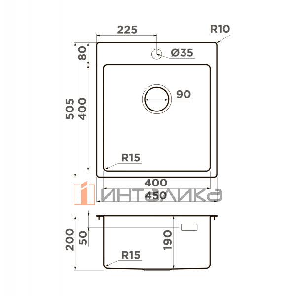 Мойка Omoikiri Amadare 45 нержавеющая сталь, 500, накладная, нержавеющая сталь – 2