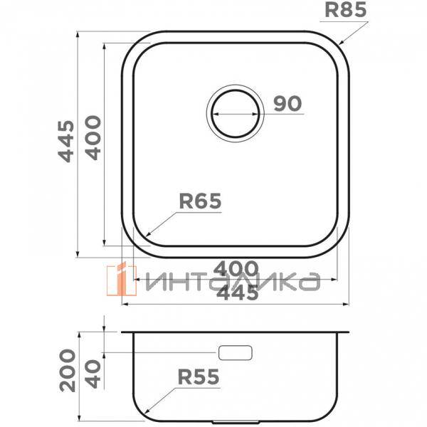 Мойка Omoikiri Omi 44 U/I Quadro нержавеющая сталь, 500, накладная, нержавеющая сталь – 2