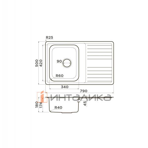Мойка Omoikiri Sagami 79 нержавеющая сталь, 500, накладная, нержавеющая сталь – 2