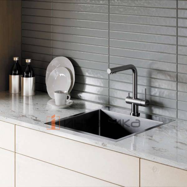 Мойка Omoikiri Akisame 51 нержавеющая сталь, 600, накладная, вороненая сталь – 3