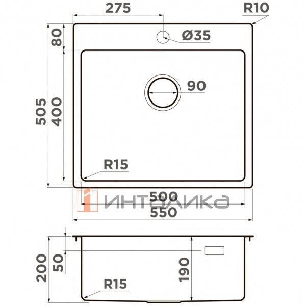 Мойка Omoikiri Amadare 55 нержавеющая сталь, 600, накладная, нержавеющая сталь – 2