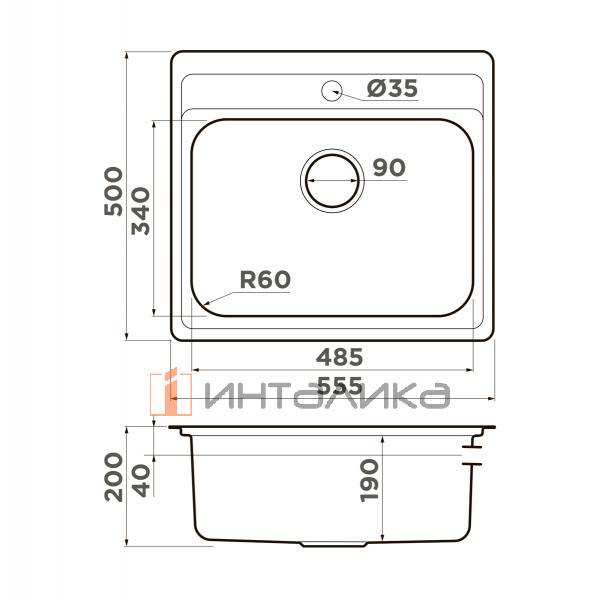 Мойка Omoikiri Ashi 56 нержавеющая сталь, 600, накладная, нержавеющая сталь – 2