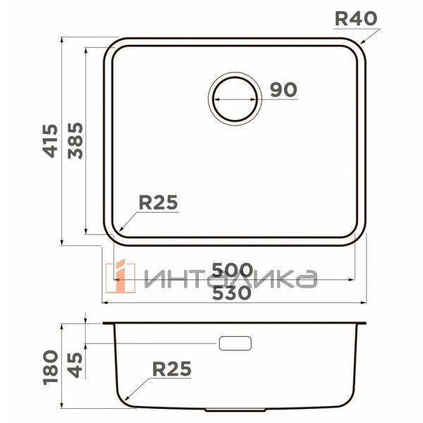 Мойка Omoikiri Omi 53-U/I Ultra нержавеющая сталь, 600, накладная, нержавеющая сталь – 2