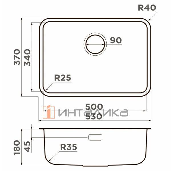 Мойка Omoikiri Omi 53-U/I Ultra Mini нержавеющая сталь, 600, накладная, графит – 2