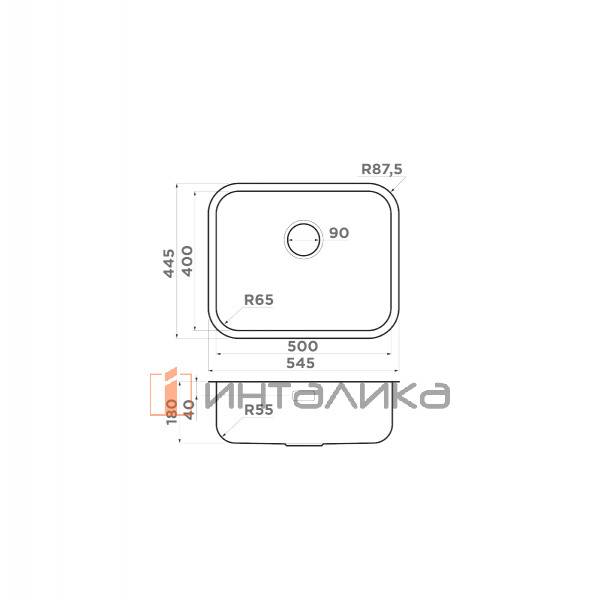 Мойка Omoikiri Omi 54-U/I нержавеющая сталь, 600, накладная, нержавеющая сталь – 2
