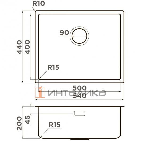 Мойка Omoikiri TADZAVA 54-U/I Ultra 15 нержавеющая сталь, 600, накладная, нержавеющая сталь – 2