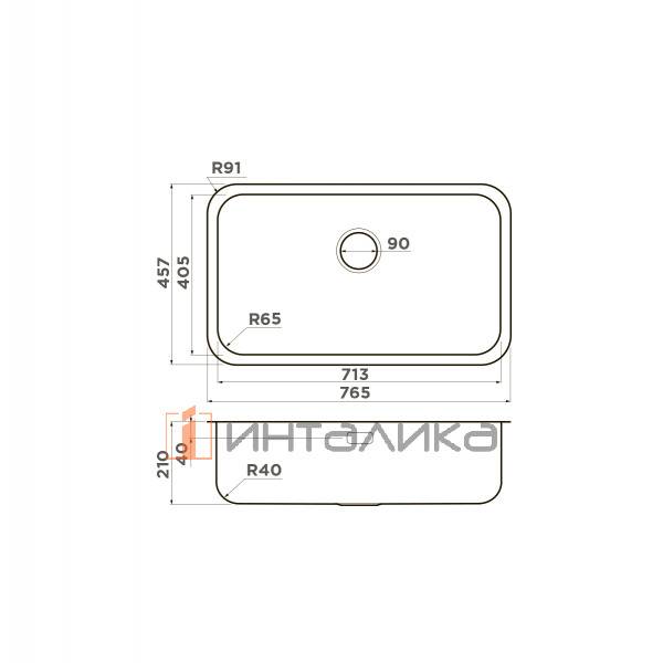 Мойка Omoikiri Omi 76-U/I нержавеющая сталь, 800, накладная, нержавеющая сталь – 2