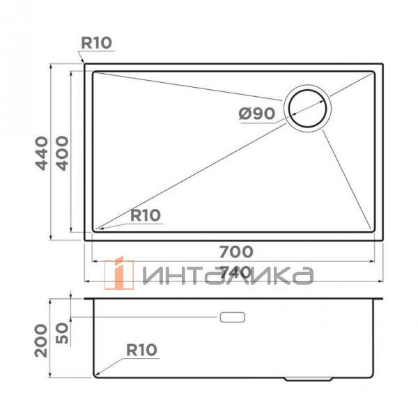 Мойка Omoikiri TAKI 74-U/IF Side нержавеющая сталь, 800, накладная, графит – 2