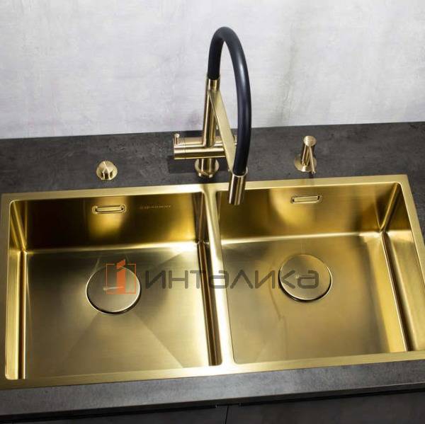 Мойка Omoikiri TAKI 86-2-U/IF нержавеющая сталь, 900, накладная, вороненая сталь – 4